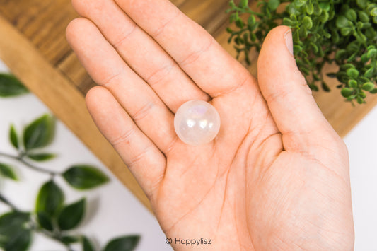 Angel Aura Rose Quartz - Sphere - No. 4 - In Hand