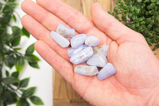 Blue Chalcedony - Tumbled Stone - In Hand