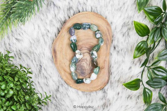Crystal Bracelet - Moss Agate - Top