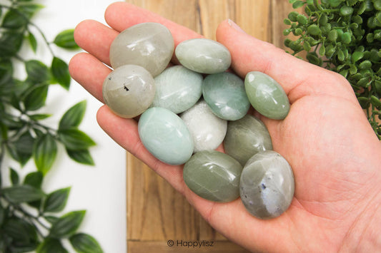 Green Moonstone - Tumbled Stone - In Hand