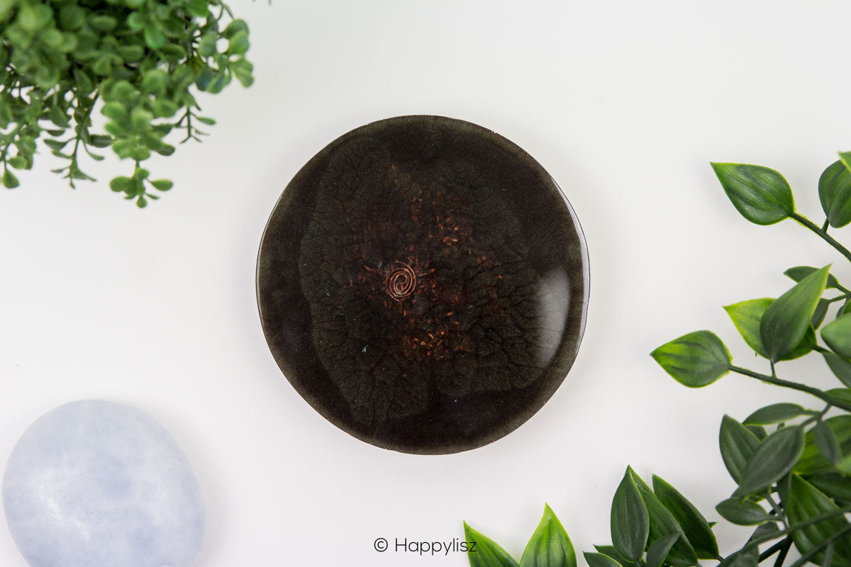 Orgonite Disc - Flower of Life - Mookaite, Lepidolite & Red Tiger Eye - Bottom