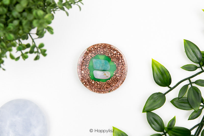 Orgonite Disc - Seed of Life - Amazonite & Blue Chalcedony - Bottom