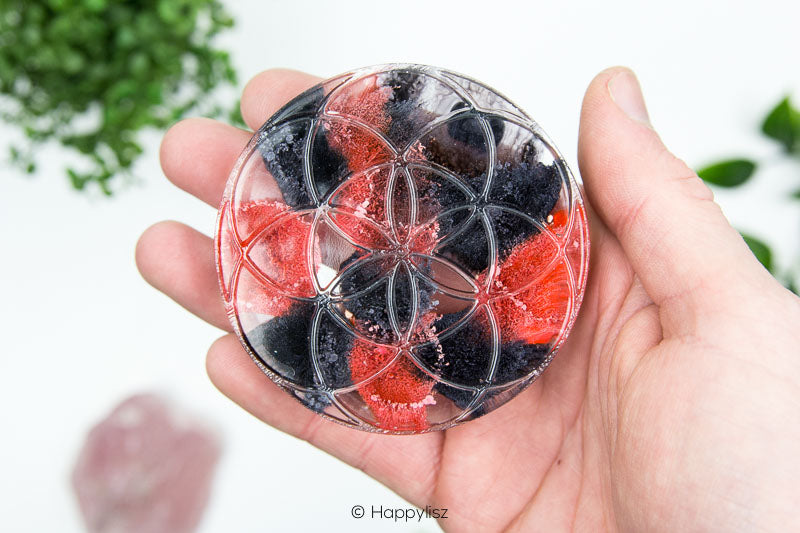 Orgonite Disc - Seed of Life - Onyx - In Hand