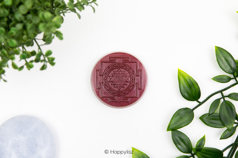 Orgonite Disc - Sri Yantra - Red Jasper - Top