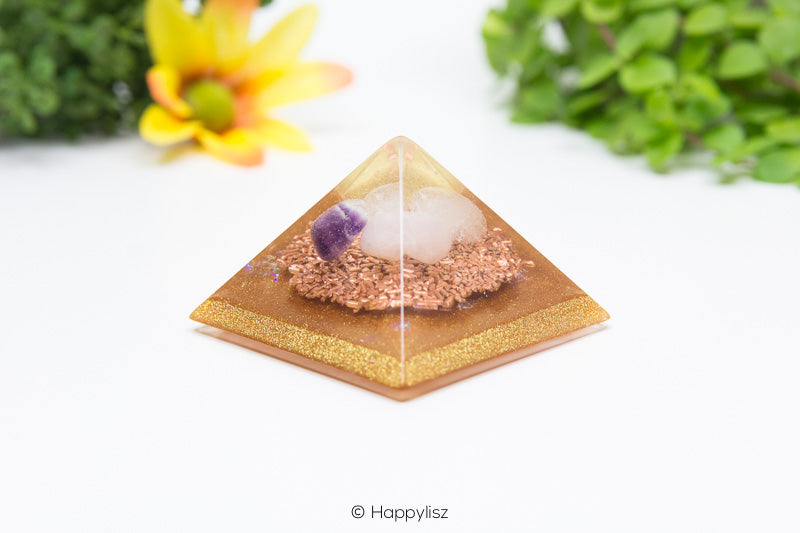 Orgonite Pyramid - Golden Triangle - Front