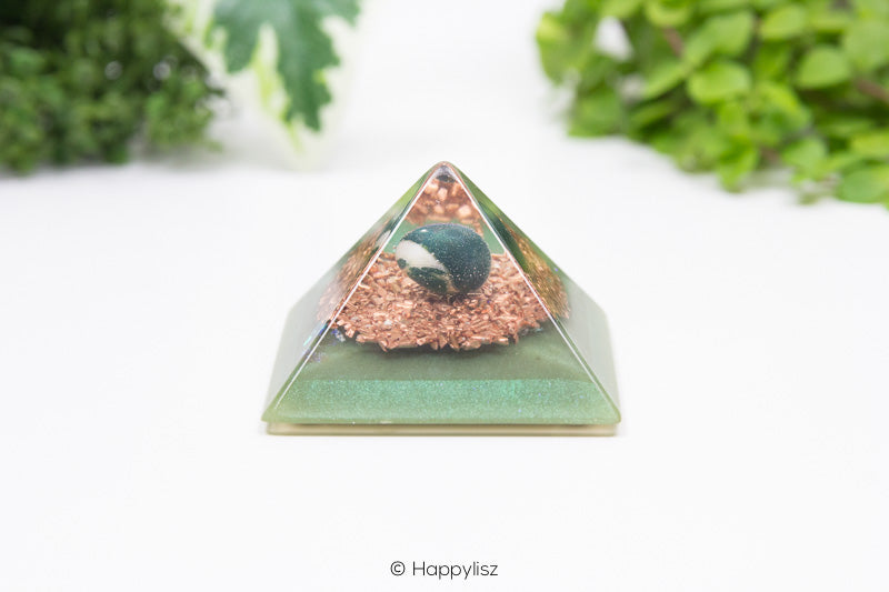 Orgonite Pyramid - Moss Agate - Side