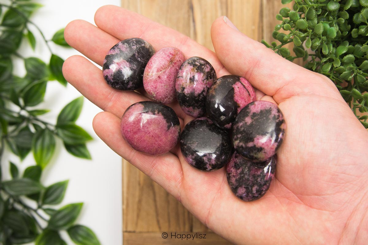 Rhodonite - Tumbled Stone - In Hand