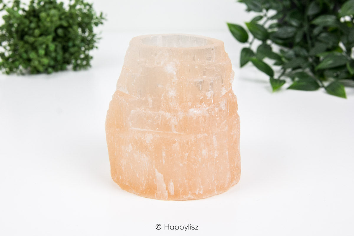 Tea Light Holder - Selenite - Orange