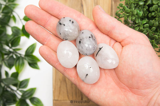 Tourmaline Quartz - Tumbled Stone - In Hand