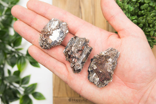 Tourmaline in Muscovite - Raw Chunks - In Hand