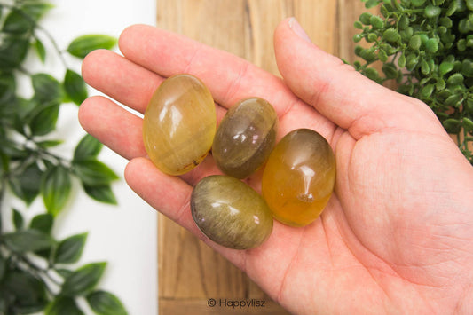 Yellow Fluorite - Tumbled Stone - In Hand