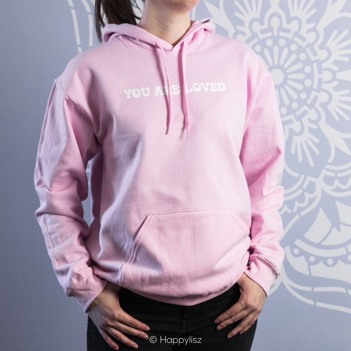 You Are Loved - Hoodie - Pink - On Model