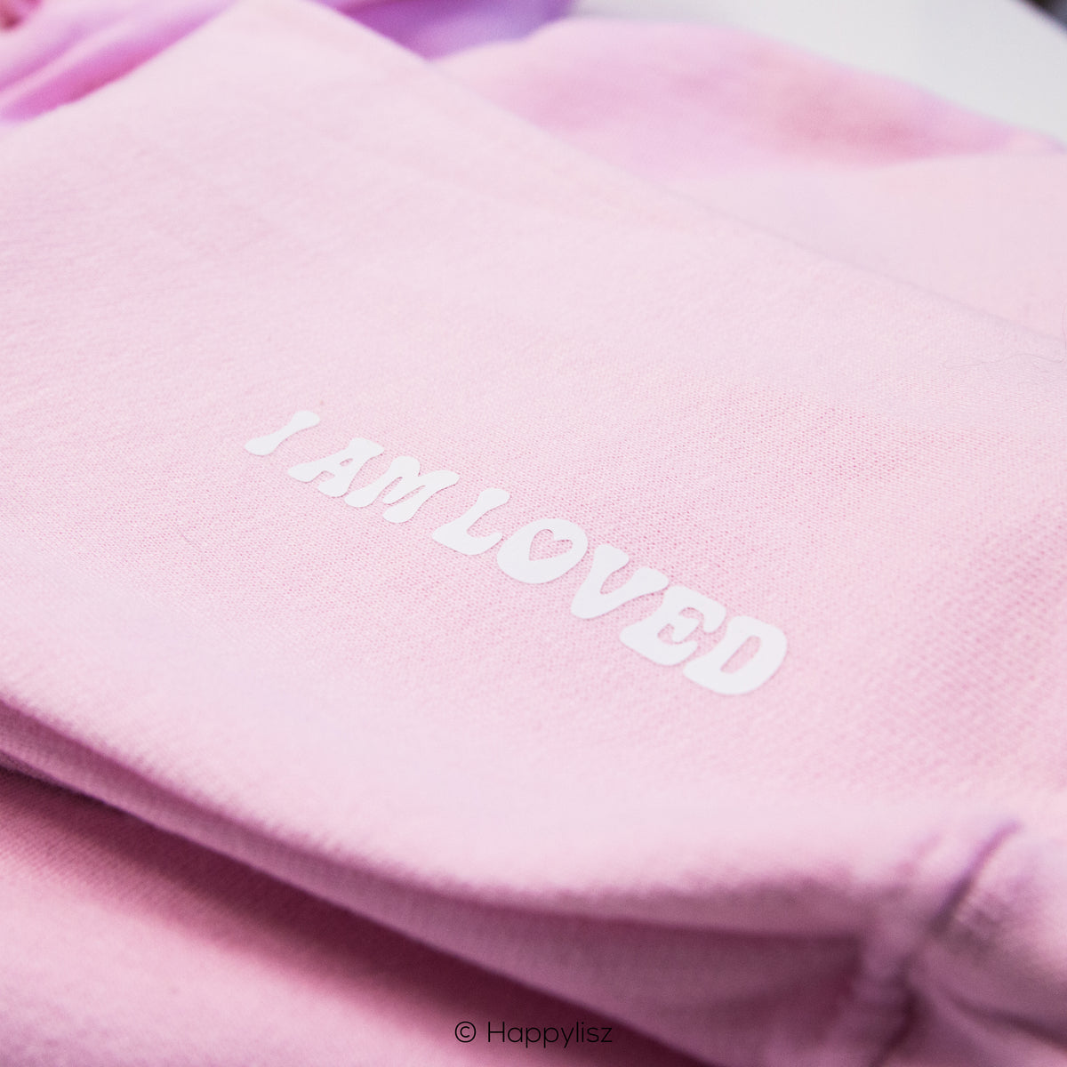 You Are Loved - Hoodie - Pink - Sleeve Text