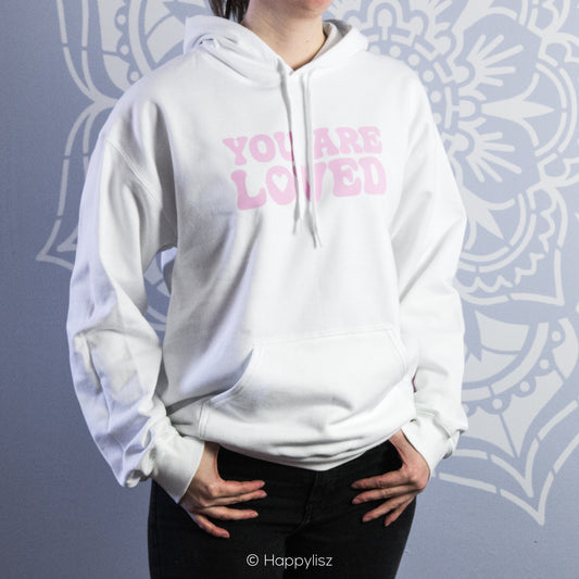 You Are Loved - Hoodie - Pink - On Model