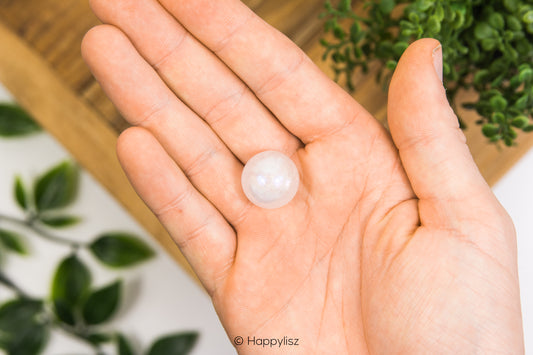 Angel Aura Rose Quartz - Sphere - No. 1 - In Hand