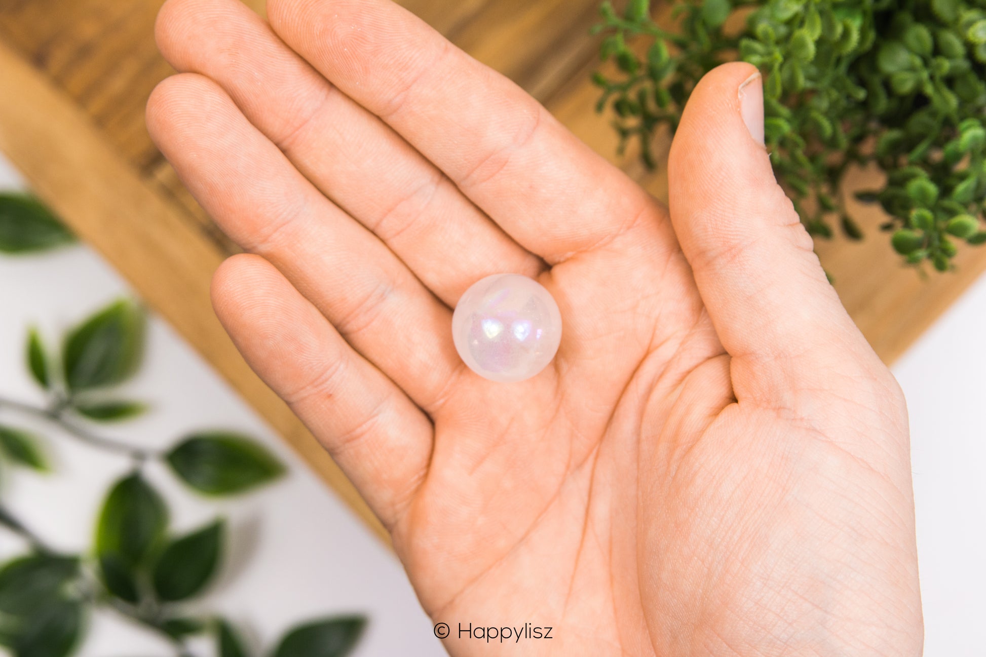 Angel Aura Rose Quartz - Sphere - No. 2 - In Hand