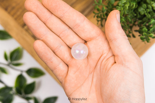 Angel Aura Rose Quartz - Sphere - No. 2 - In Hand