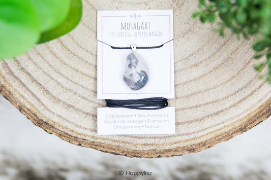 Crystal Pendant - Moss Agate - On Card