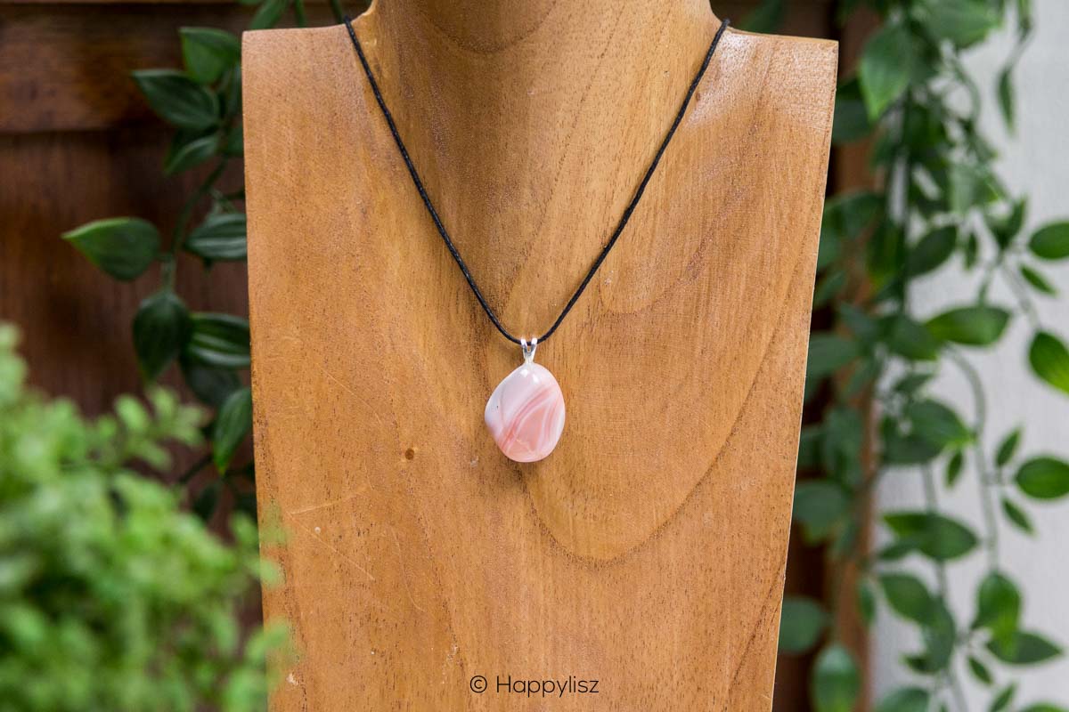 Crystal Pendant - Pink Botswana Agate - Hanging