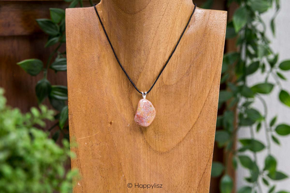 Crystal Pendant - Pink Moss Agate - Hanging