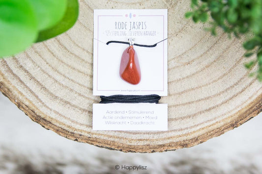 Crystal Pendant - Red Jasper - On Card