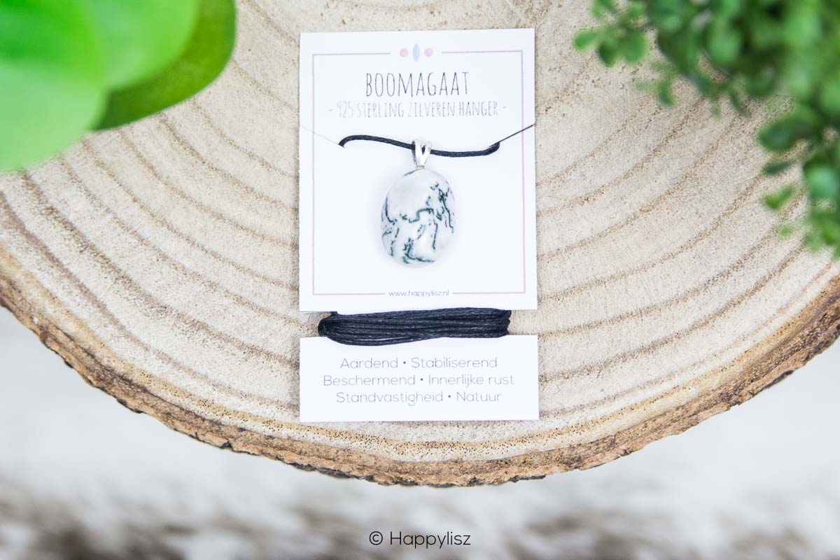 Crystal Pendant - Tree Agate - On Card