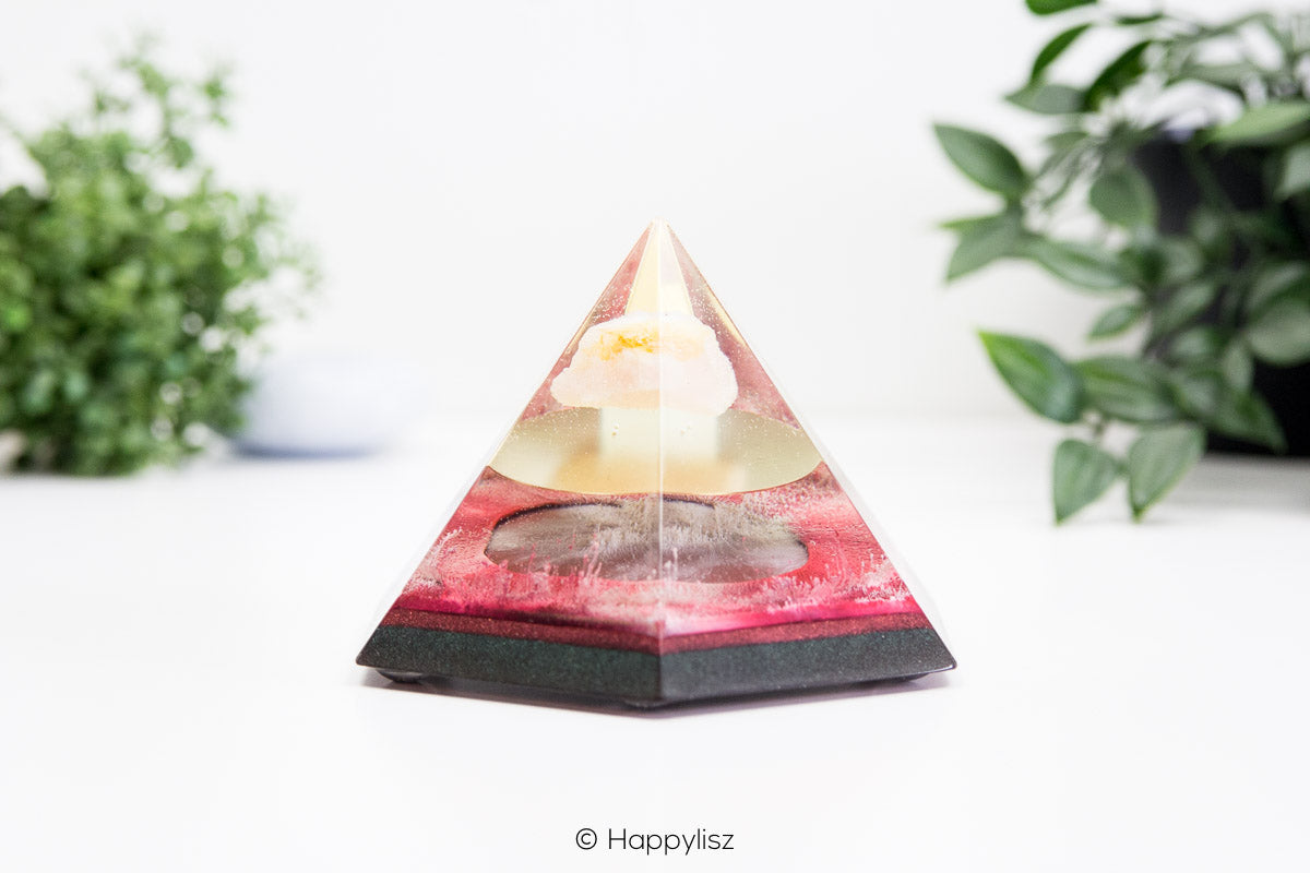 Hexagonal Orgonite Pyramid - Rose Quartz - Side