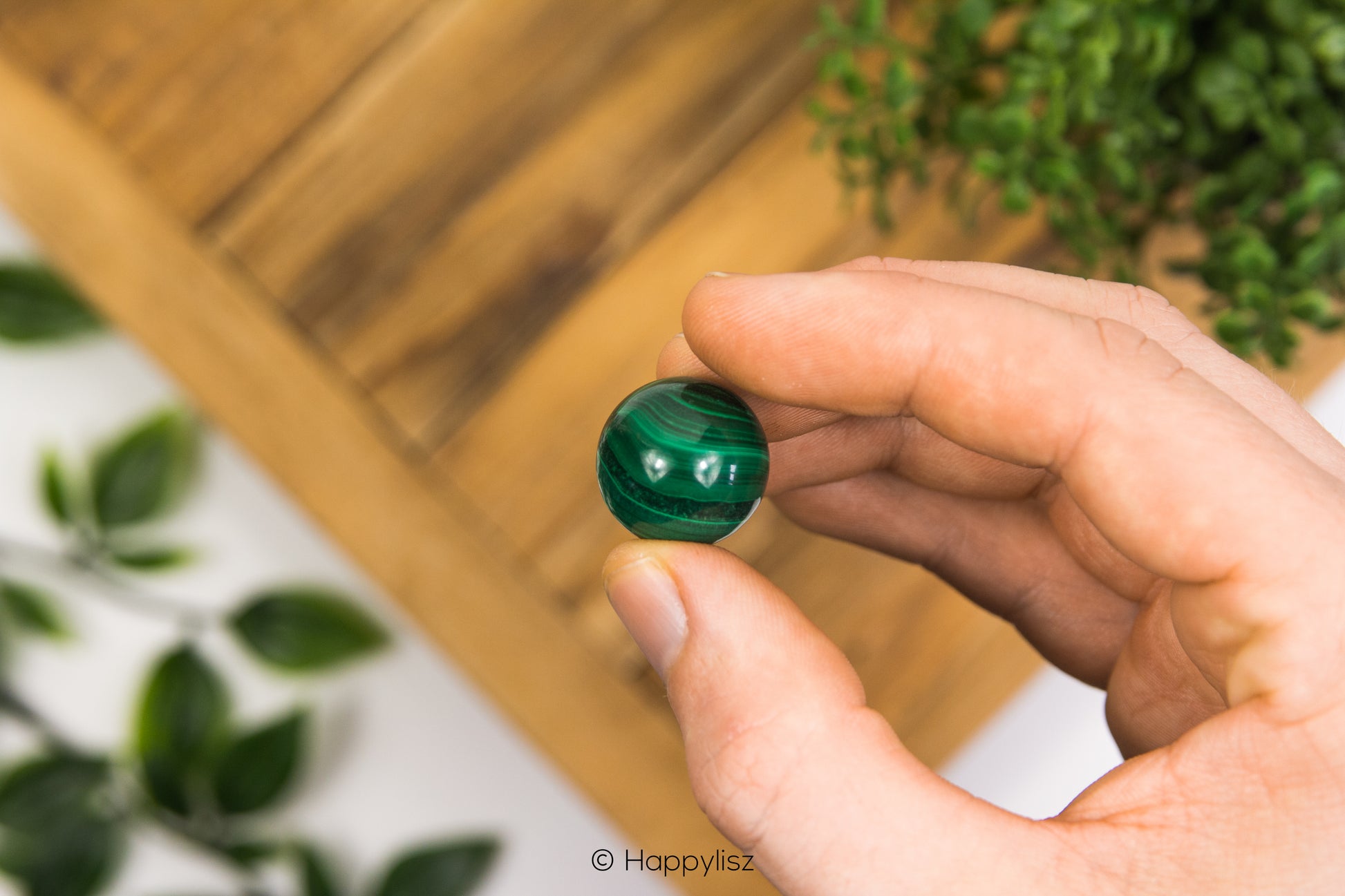 Malachite - Sphere - No. 1 - In Hand - 01