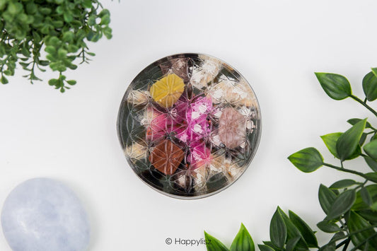 Orgonite Disc - Flower of Life - Mookaite, Lepidolite & Red Tiger Eye - Top