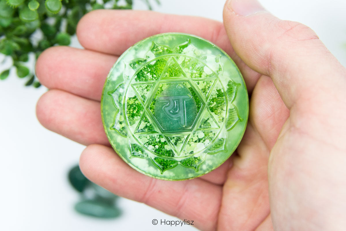 Orgonite Disc - Heart Chakra - In Hand