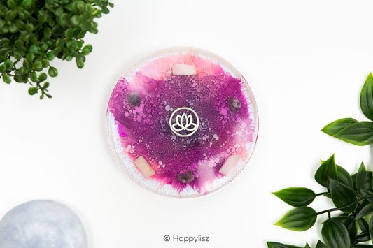 Orgonite Disc - Lotus - Pink Opal & Ruby