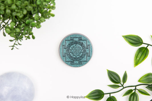 Orgonite Disc - Sri Yantra - Black Tourmaline - Top