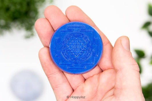 Orgonite Disc - Sri Yantra - Lapis Lazuli - In Hand