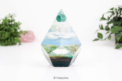 Orgonite Dodecahedron Pyramid – Malachite, Flower Agate & Serpentine - 01