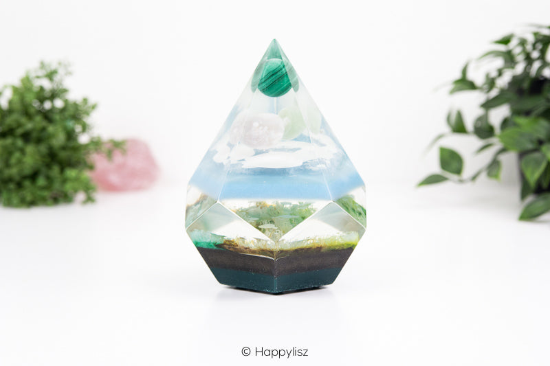 Orgonite Dodecahedron Pyramid – Malachite, Flower Agate & Serpentine - 04