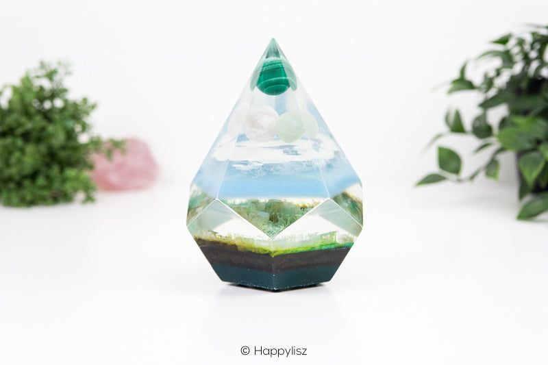 Orgonite Dodecahedron Pyramid – Malachite, Flower Agate & Serpentine - 06