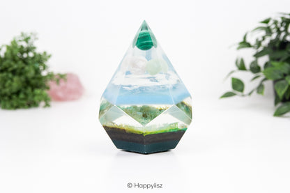 Orgonite Dodecahedron Pyramid – Malachite, Flower Agate & Serpentine - 06