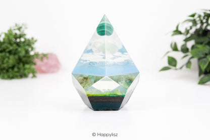 Orgonite Dodecahedron Pyramid – Malachite, Flower Agate & Serpentine - 07