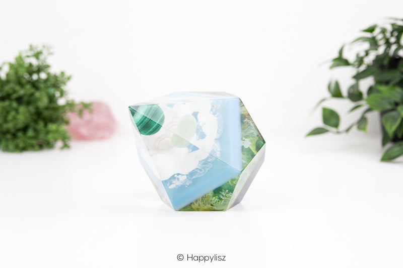 Orgonite Dodecahedron Pyramid – Malachite, Flower Agate & Serpentine - 10