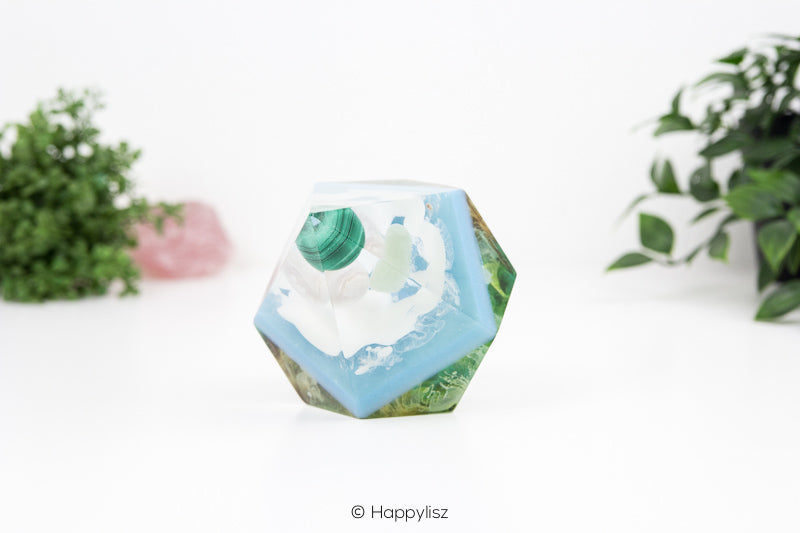 Orgonite Dodecahedron Pyramid – Malachite, Flower Agate & Serpentine - 11
