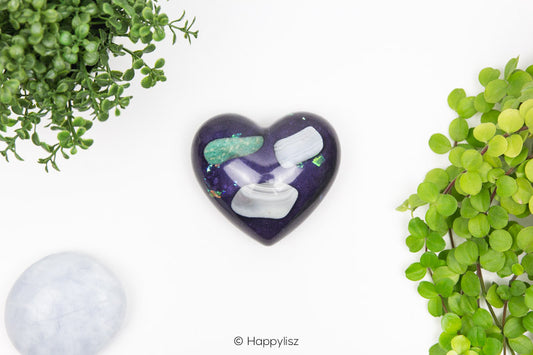 Orgonite Heart - Botswana Agate, Blue Chalcedony & Amazonite - Top