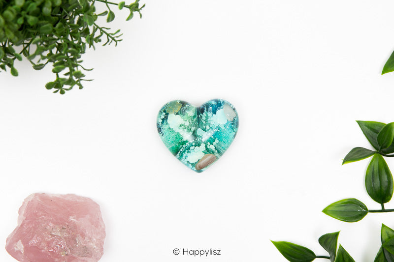 Orgonite Heart - Petrified Wood, Prehnite & Rose Quartz - Top