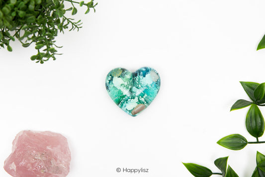 Orgonite Heart - Petrified Wood, Prehnite & Rose Quartz - Top