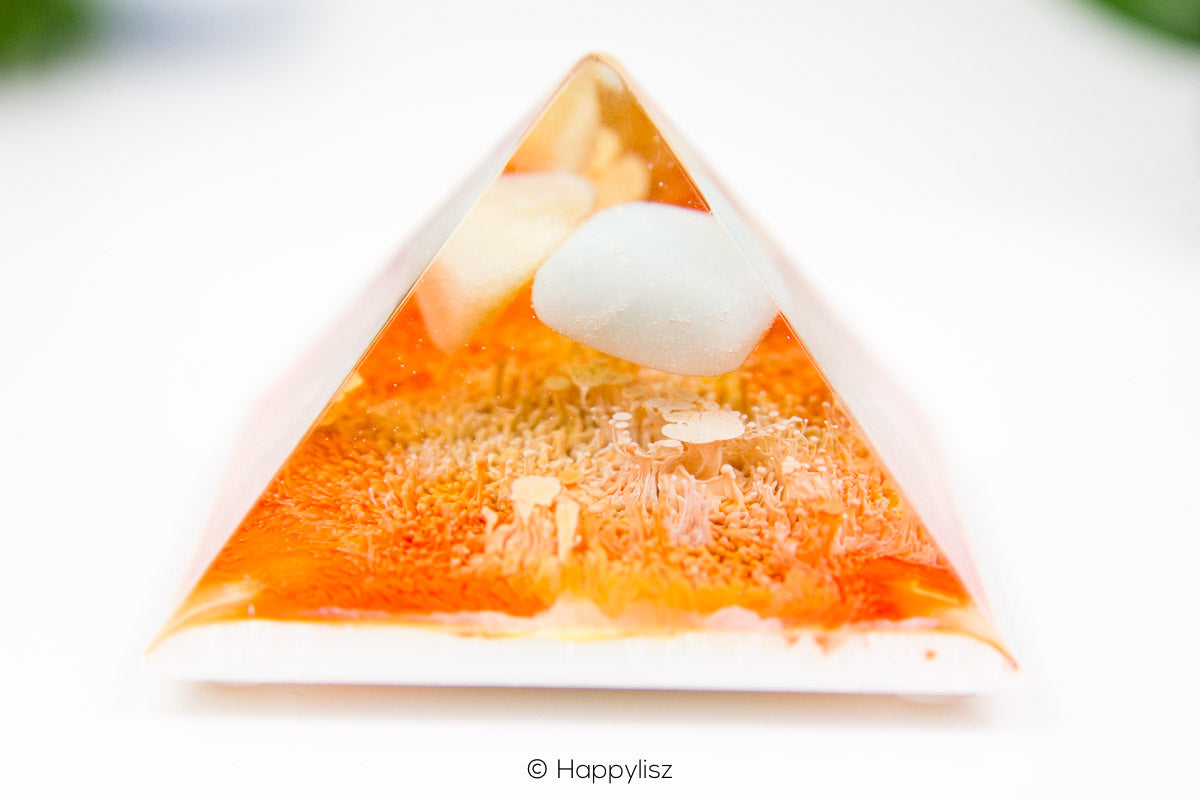 Orgonite Pyramid - Amazonite & Orange Calcite - Close-Up