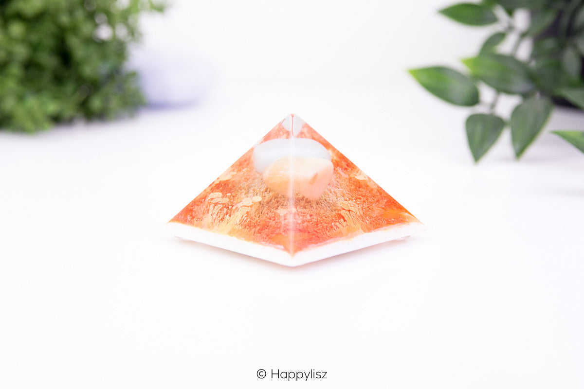 Orgonite Pyramid - Amazonite & Orange Calcite - Side