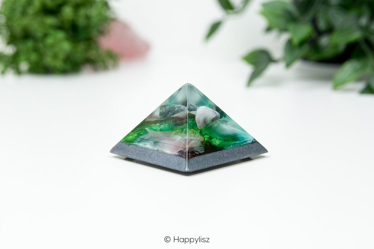 Orgonite Pyramid - Botswana Agate & Moss Agate - Front