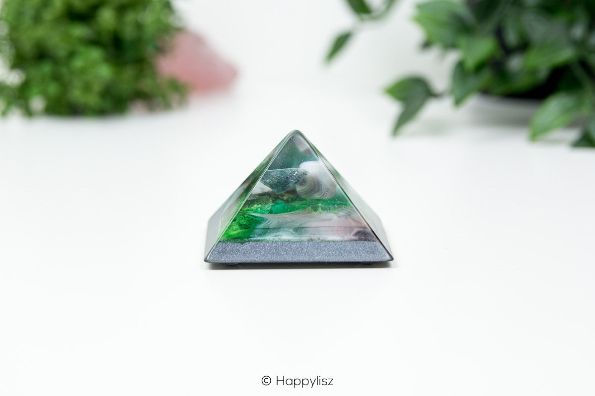 Orgonite Pyramid - Botswana & Agate Moss Agate - Side