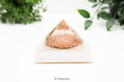 Orgonite Pyramid - Clear Quartz - 9x9cm - Side