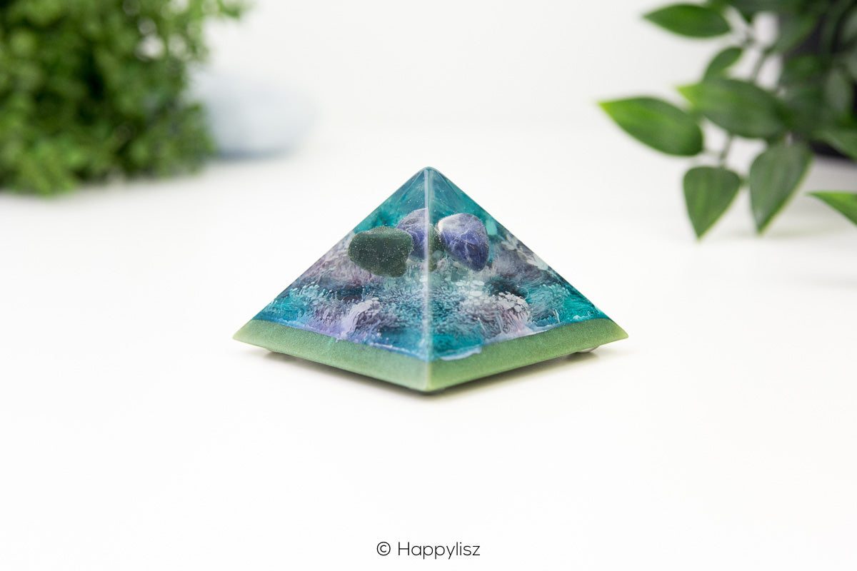 Orgonite Pyramid - Moss Agate & Sodalite - Front