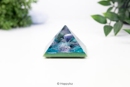Orgonite Pyramid - Moss Agate & Sodalite - Side